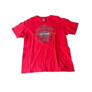 Harley-Davidson Red Graphic T-Shirt L American Legend Grand Cayman Design